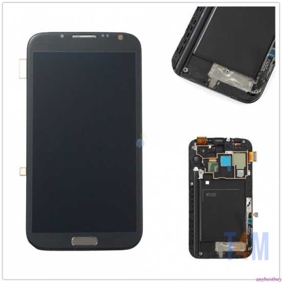 TOUCH+DISPLAY COM FRAME SAMSUNG GALAXY NOTE 2 GT-N7105 5.5"CINZA